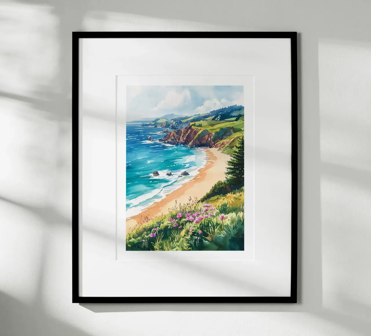 Paesaggio costiero con fiori selvatici carta hahnemühle da Shores & Skies