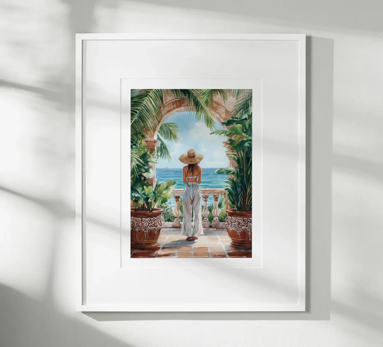 Terrazza mediterranea poster con telaio in legno da Shores & Skies