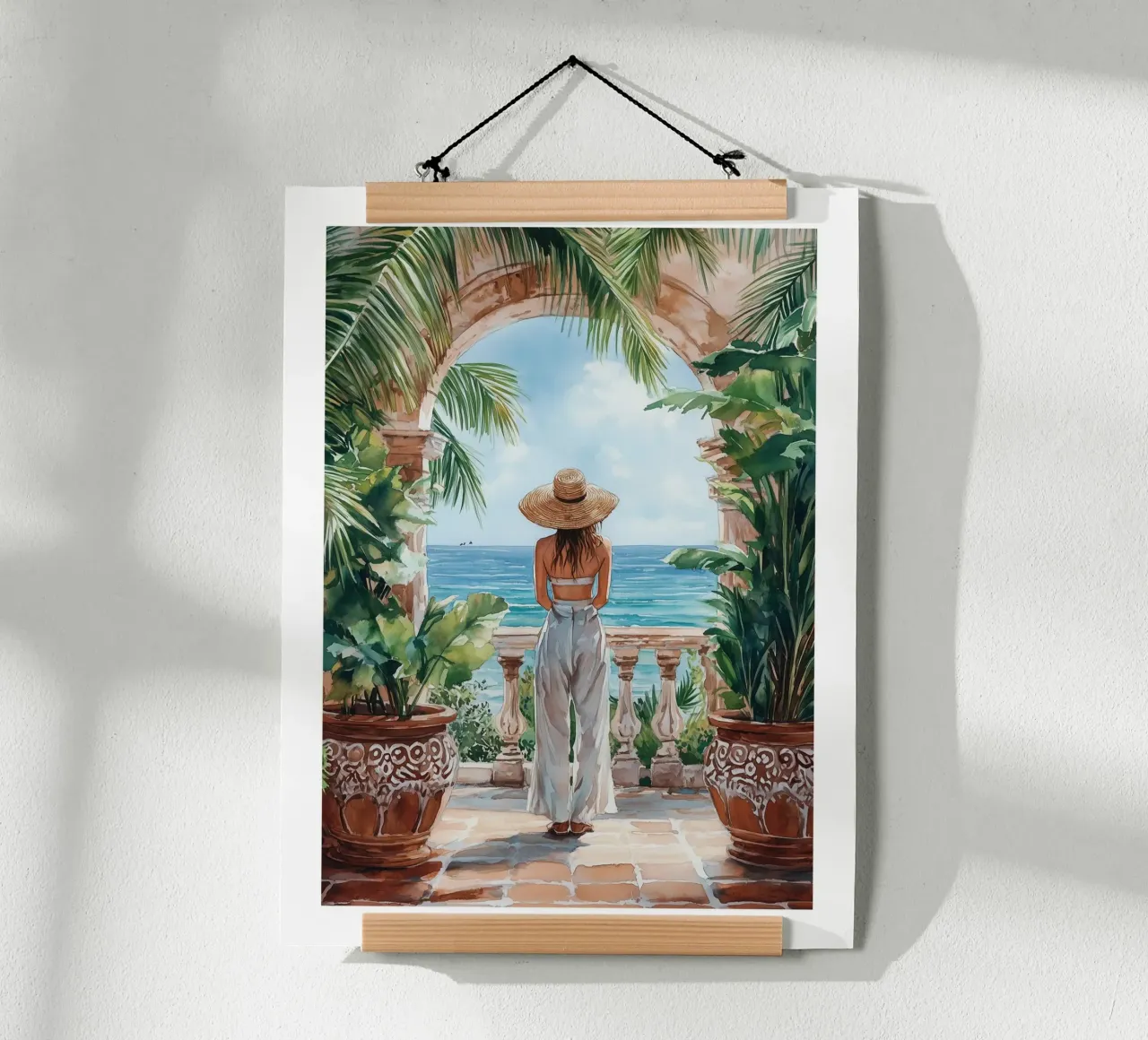 Terrazza mediterranea poster con telaio in legno da Shores & Skies