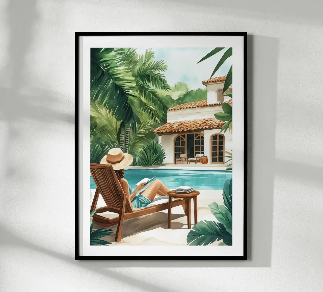 Leggere a bordo piscina poster con telaio in legno da Shores & Skies