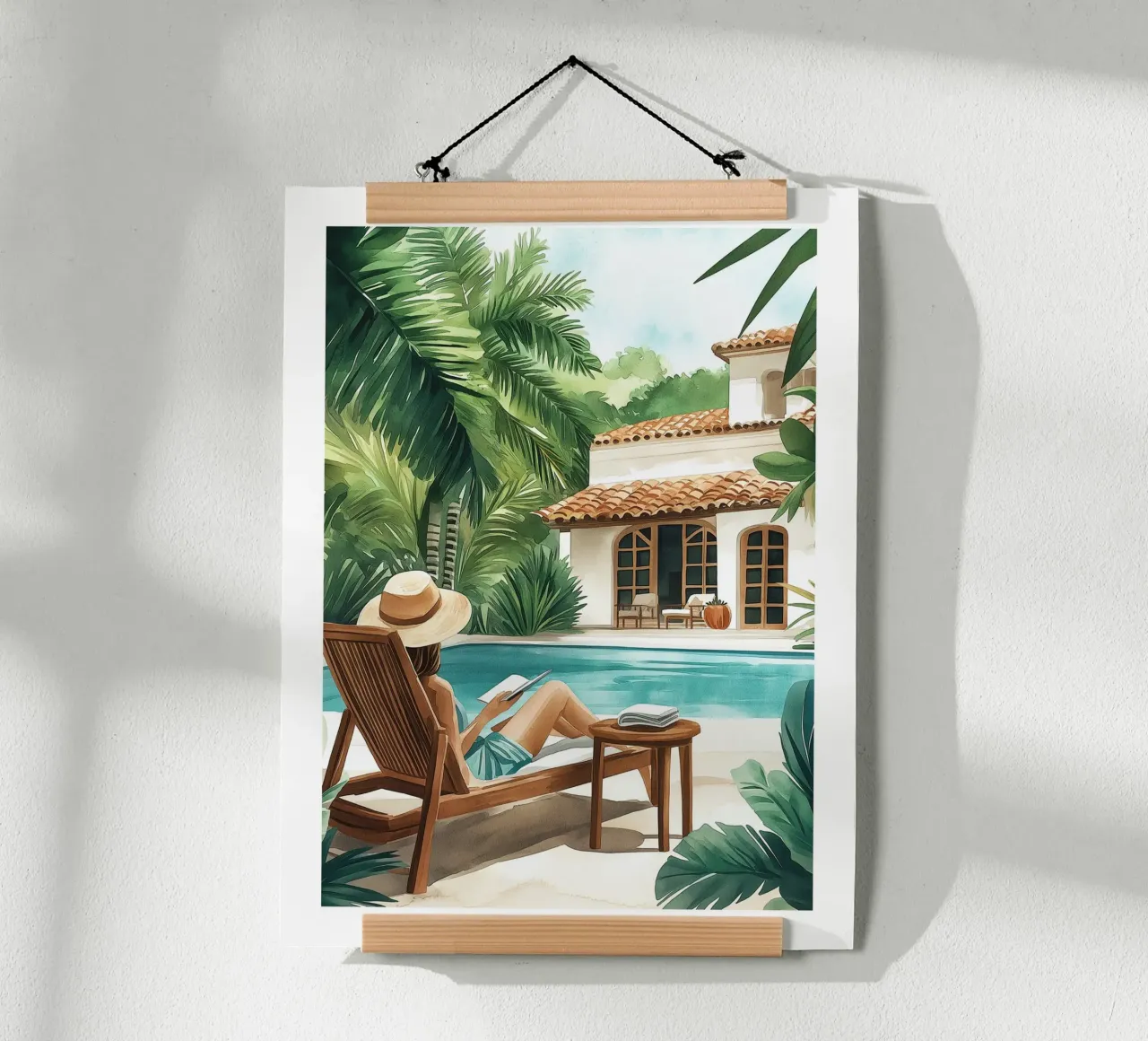 Leggere a bordo piscina poster con telaio in legno da Shores & Skies