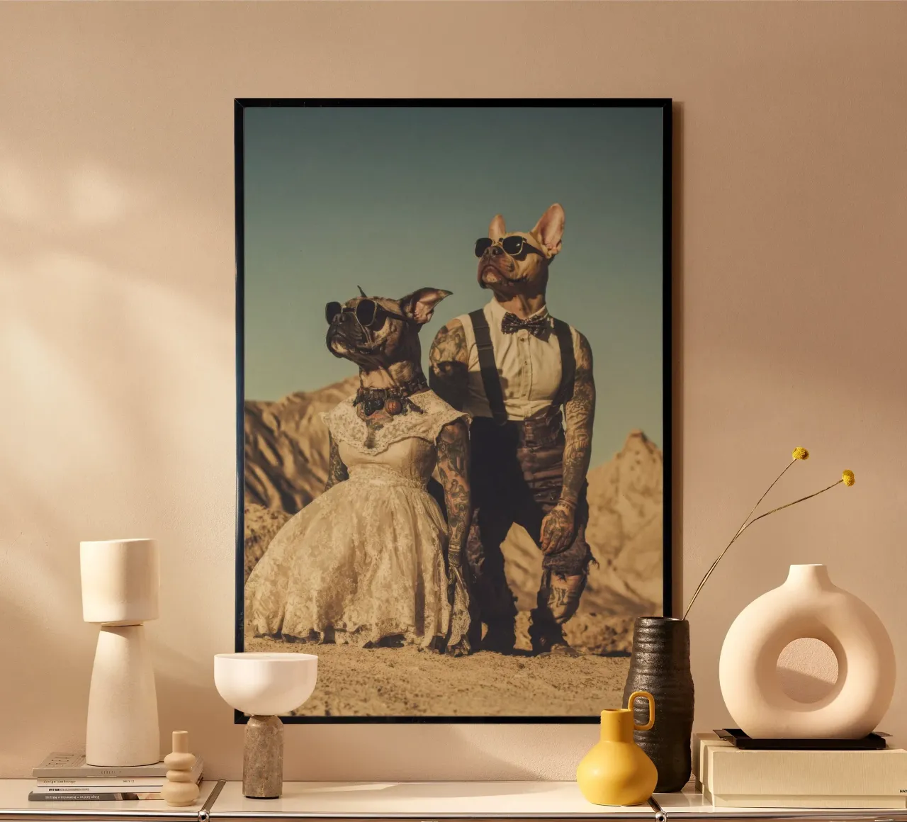 Buck & Bonnie, Las Vegas poster con telaio in plastica da Affiches Chien Originales – Dogland
