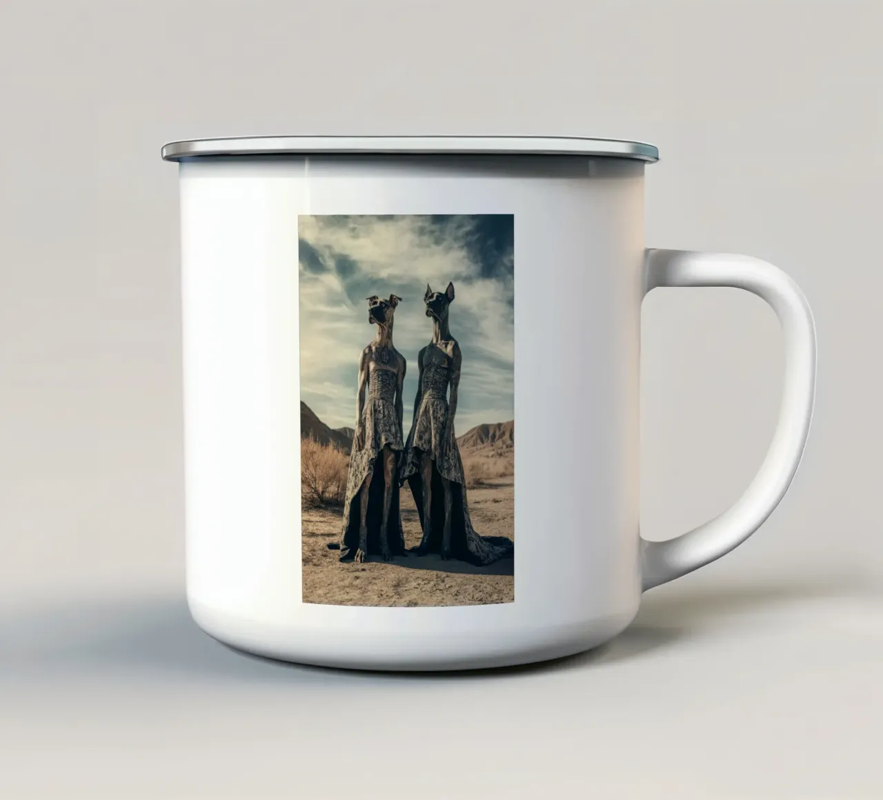 Le sorelle Darcy e Daisy, Las Vegas, Nevada. tazza in smalto da Affiches Chien Originales – Dogland