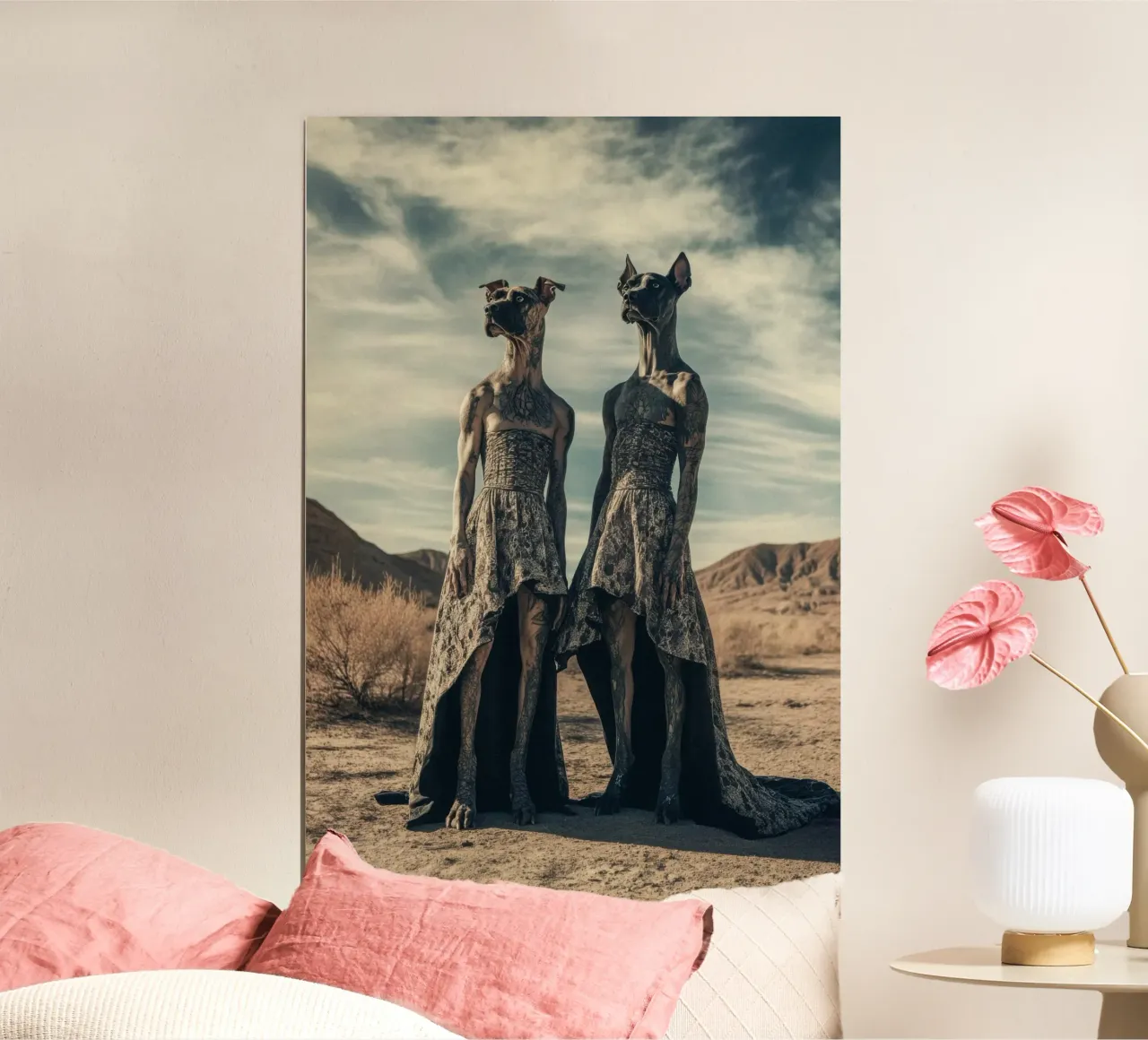 Le sorelle Darcy e Daisy, Las Vegas, Nevada. poster con telaio in alluminio da Affiches Chien Originales – Dogland