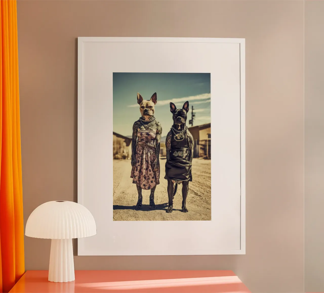 Bonnie & Clara, Las Vegas poster con telaio in plastica da Affiches Chien Originales – Dogland