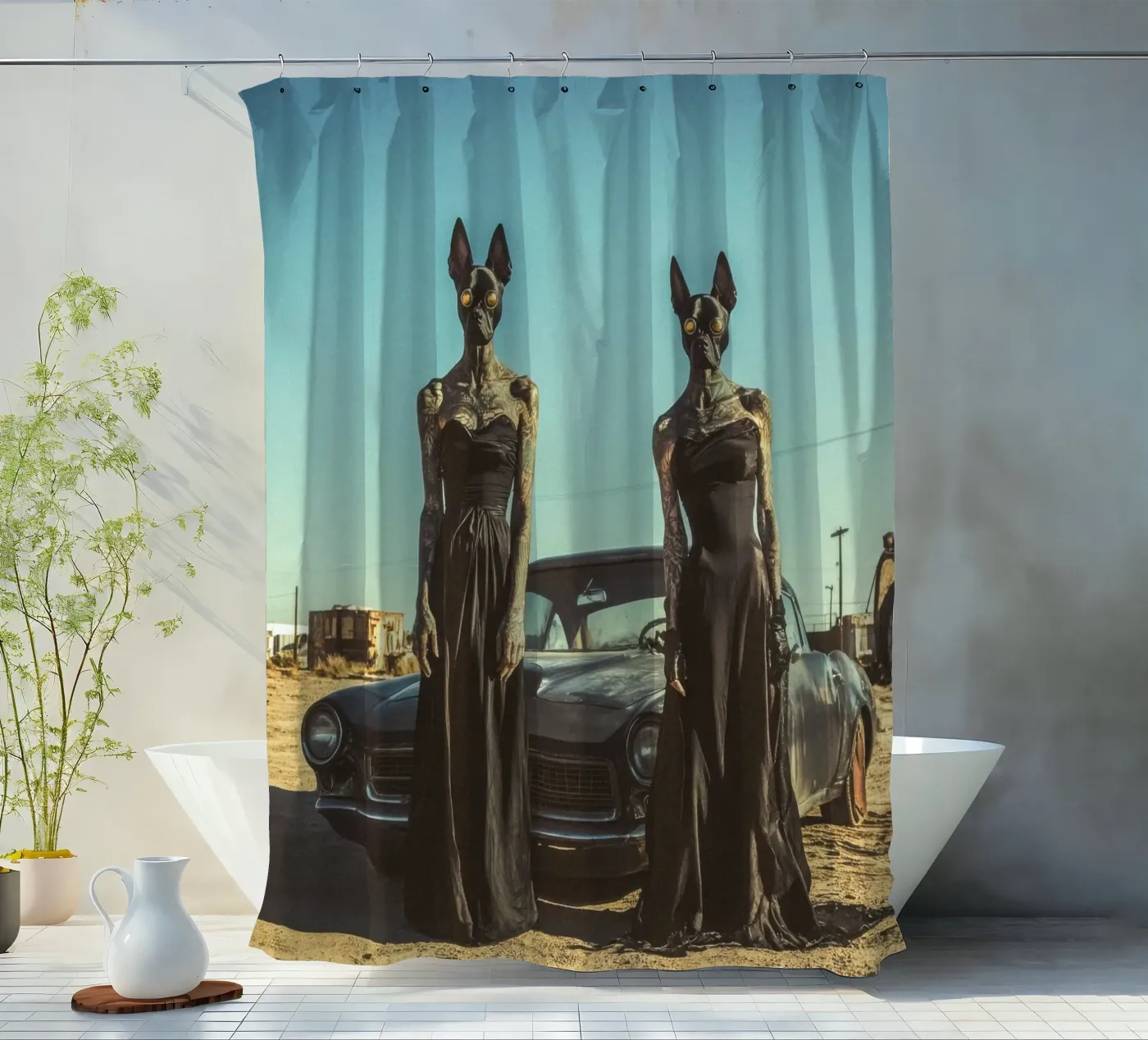 Sofia et Luna Duschvorhang von Affiches Chien Originales – Dogland