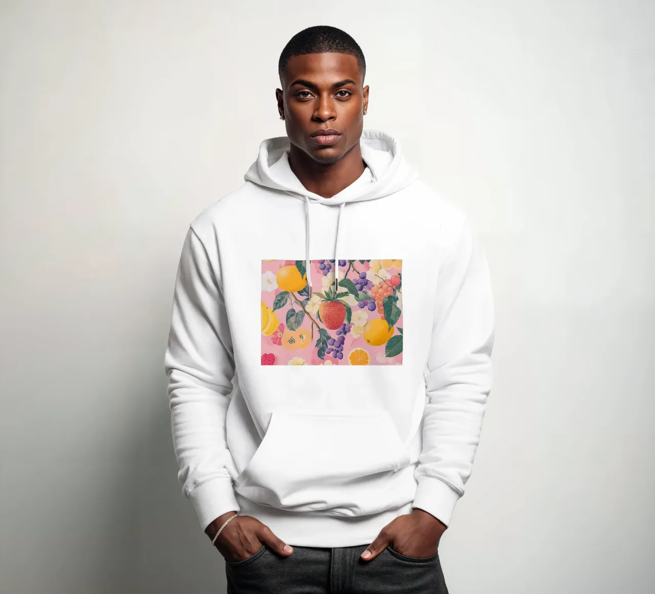 Strawberry love with flowers hoodie by Carinaprint