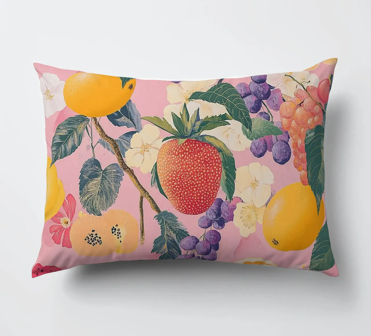 Amore di fragola con i fiori cuscino da Carinaprint