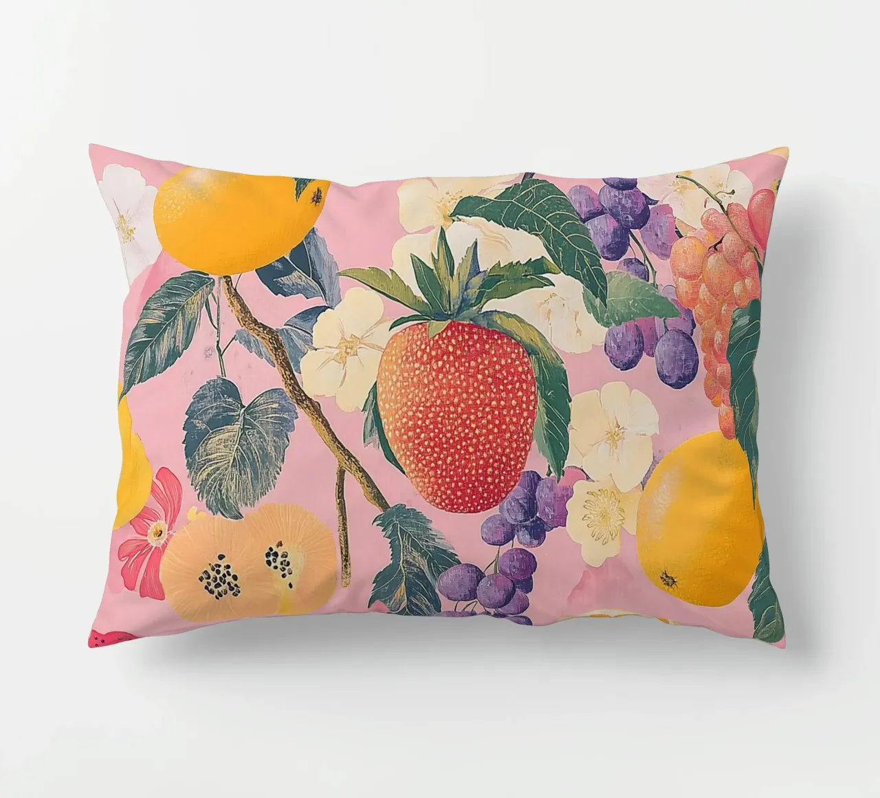 Amore di fragola con i fiori cuscino da Carinaprint