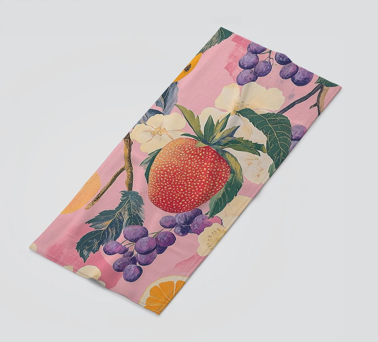 Amore di fragola con i fiori telo mare da Carinaprint