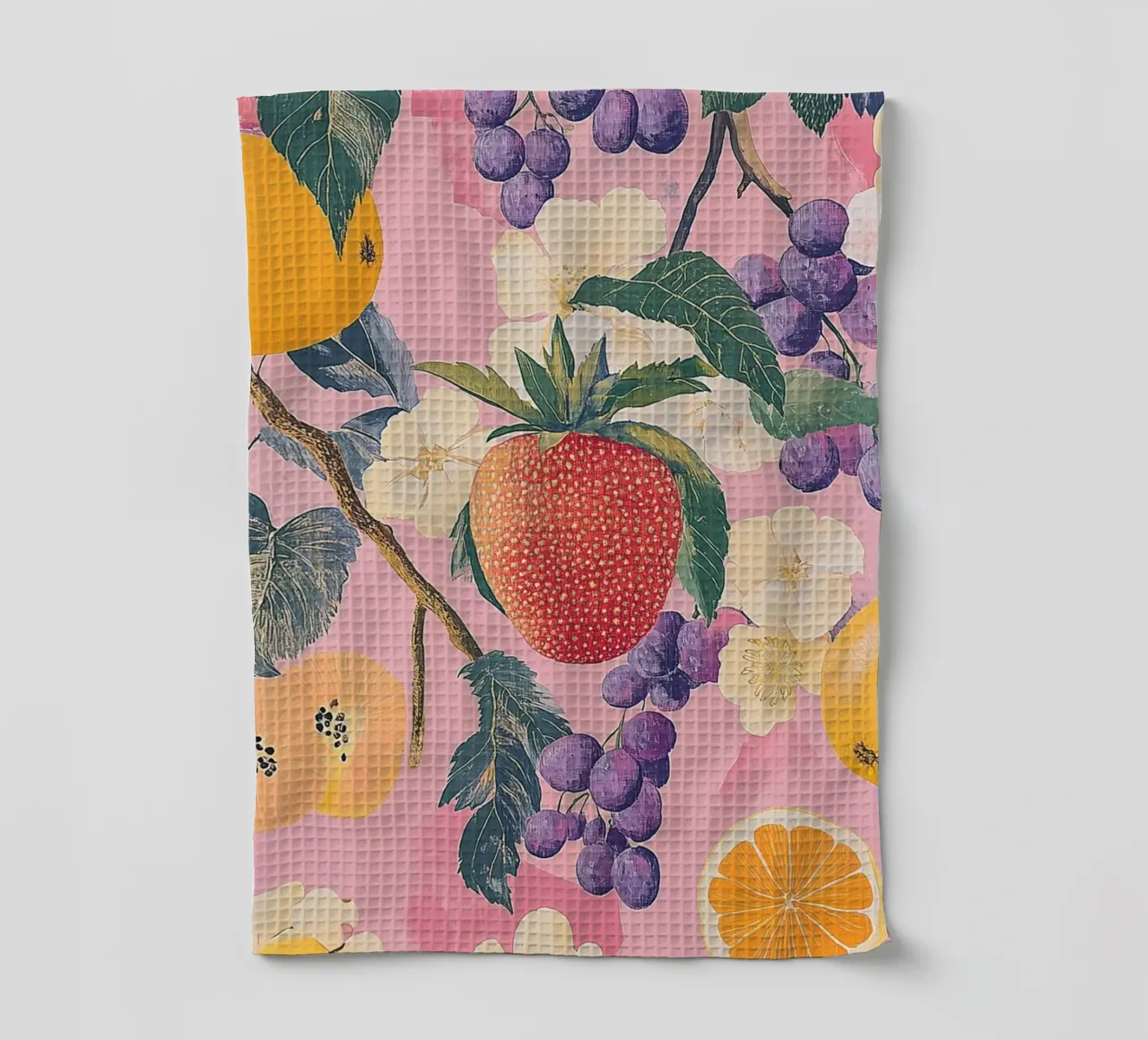 Amore di fragola con i fiori canovaccio da cucina da Carinaprint