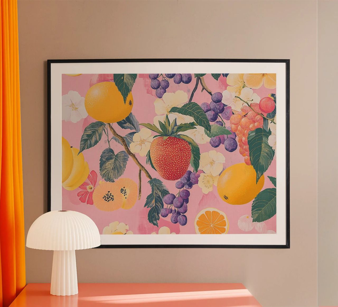 Amore di fragola con i fiori poster da Carinaprint