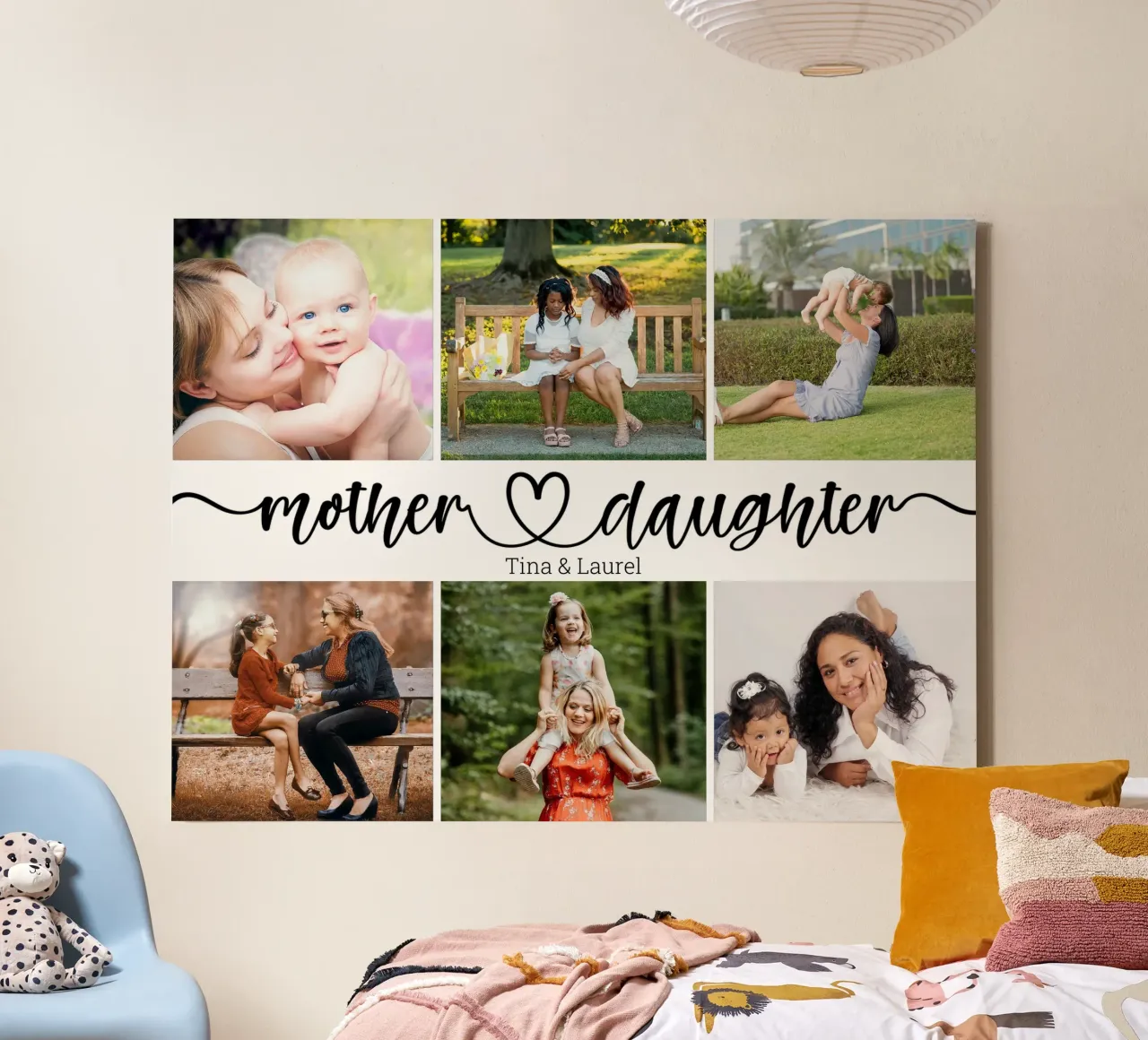 Personalized Mother & Daughter Custom Name 6 Photo Collage canvas with Floater frame by Personalized Art