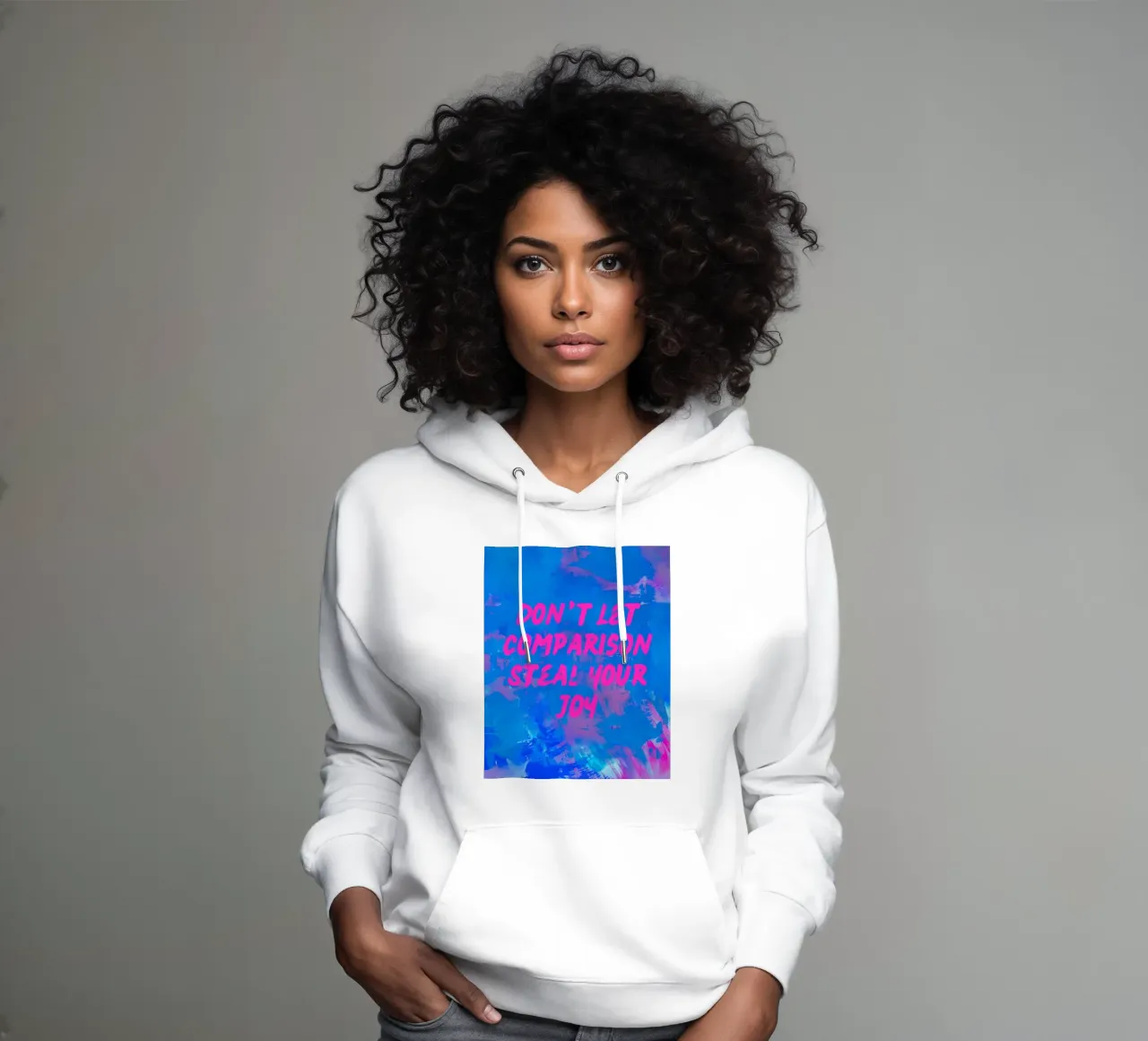 'Don't Let Comparison Steal Your Joy' Colorful Abstract sudadera con capucha de FABOArt