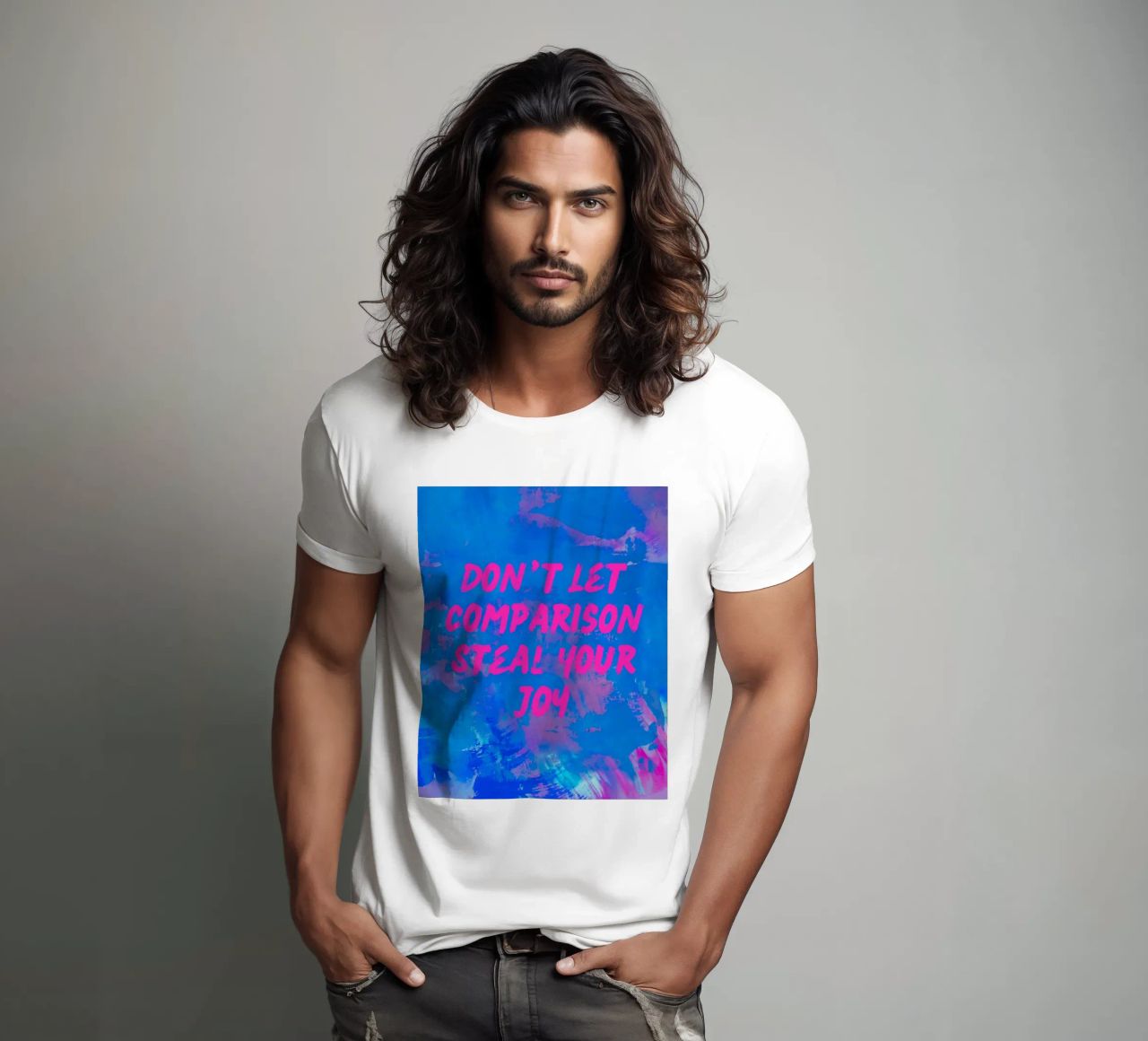 'Don't Let Comparison Steal Your Joy' Colorful Abstract t-shirt da FABOArt