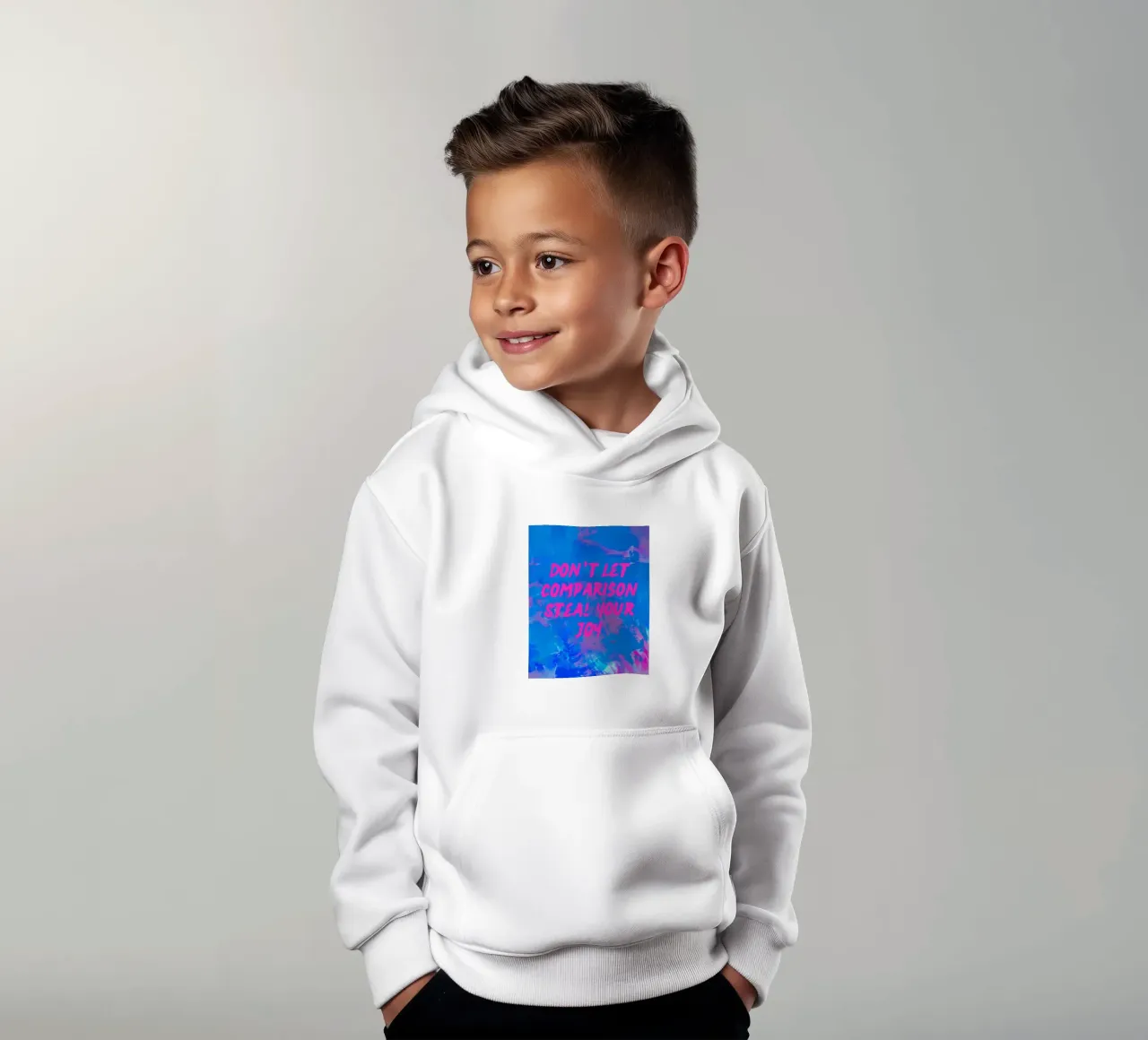 'Don't Let Comparison Steal Your Joy' Colorful Abstract felpa bambino con cappuccio da FABOArt