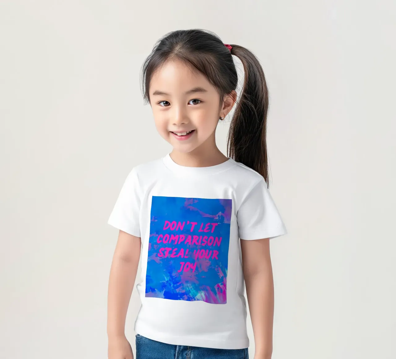 'Don't Let Comparison Steal Your Joy' Colorful Abstract t-shirt bambini da FABOArt