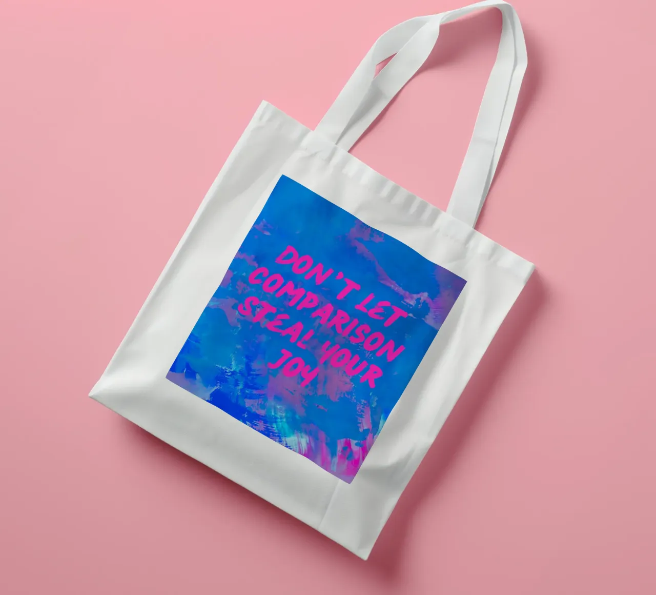 'Don't Let Comparison Steal Your Joy' Colorful Abstract borsa in juta da FABOArt