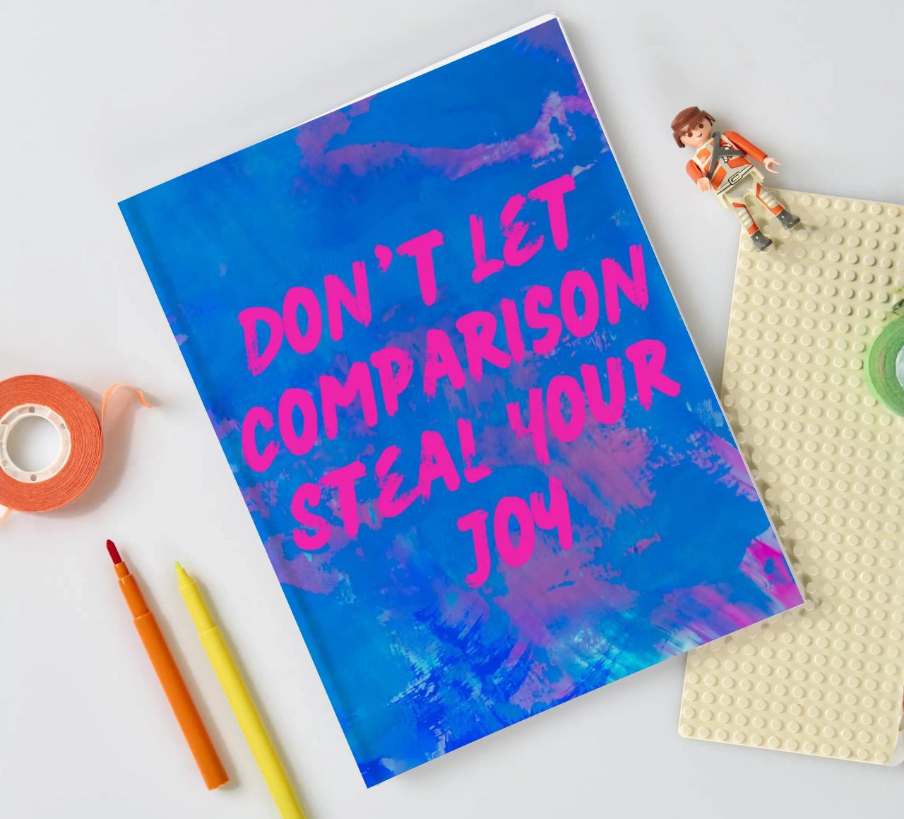 'Don't Let Comparison Steal Your Joy' Colorful Abstract notebook by FABOArt