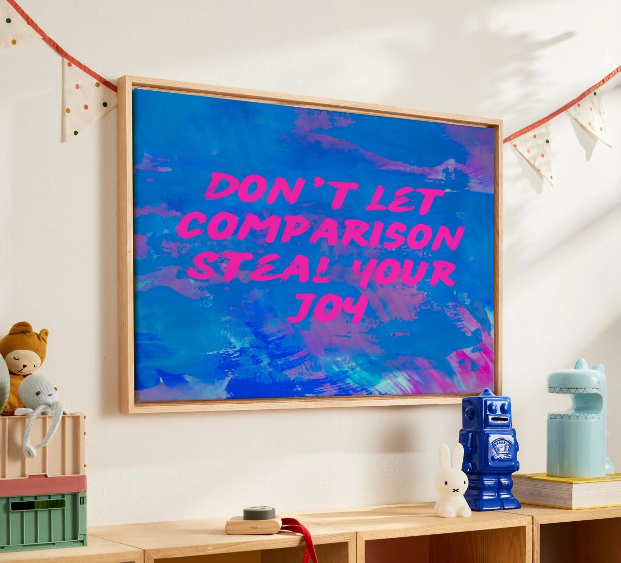 'Don't Let Comparison Steal Your Joy' Colorful Abstract tela da FABOArt