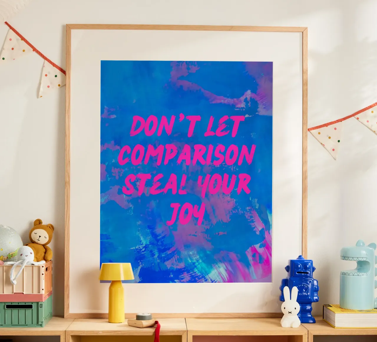 'Don't Let Comparison Steal Your Joy' Colorful Abstract hahnemühle van FABOArt