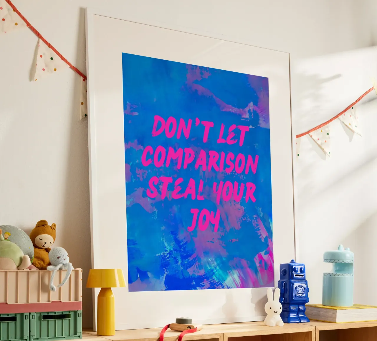 'Don't Let Comparison Steal Your Joy' Colorful Abstract carta hahnemühle da FABOArt