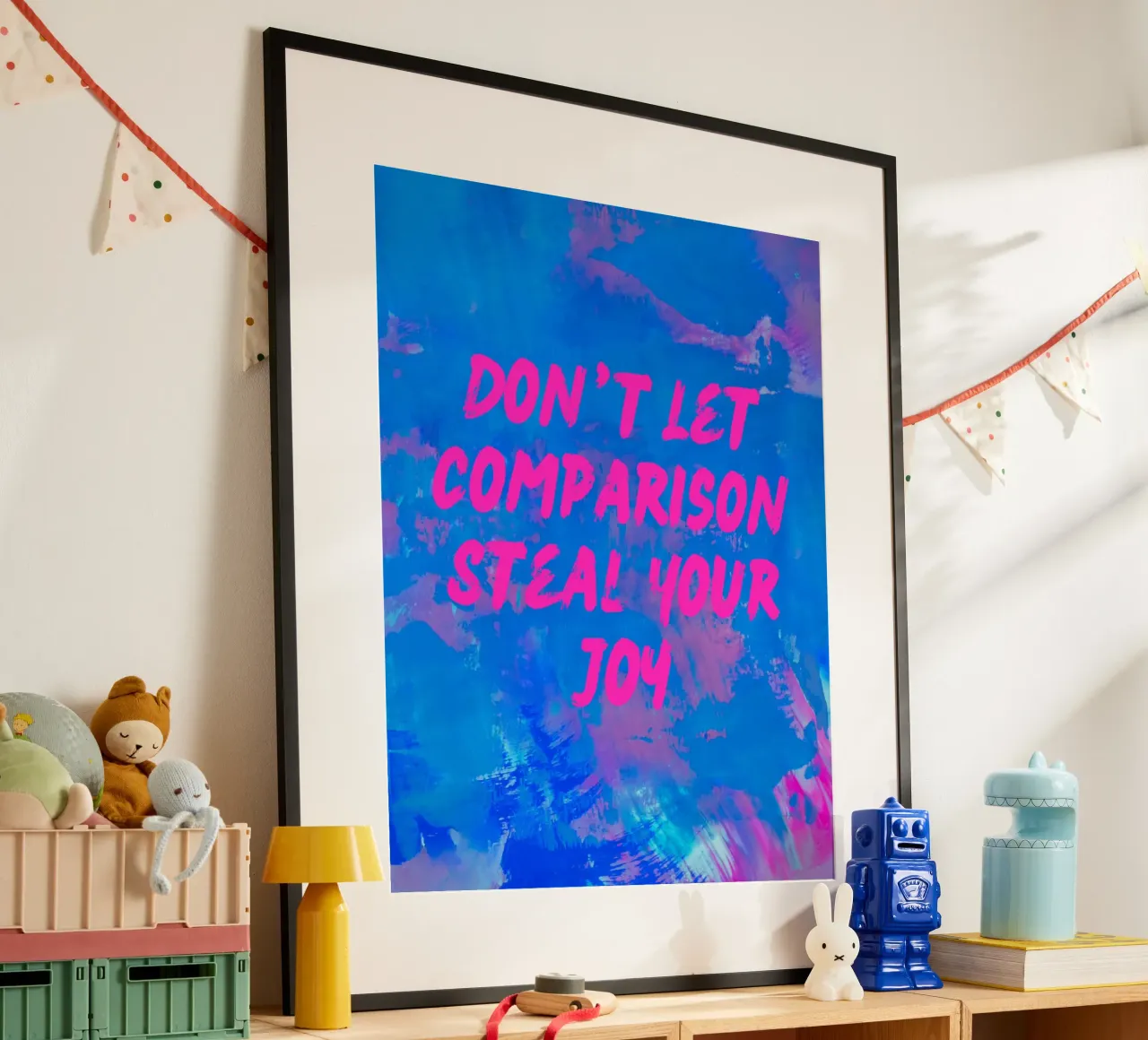 'Don't Let Comparison Steal Your Joy' Colorful Abstract hahnemühle van FABOArt