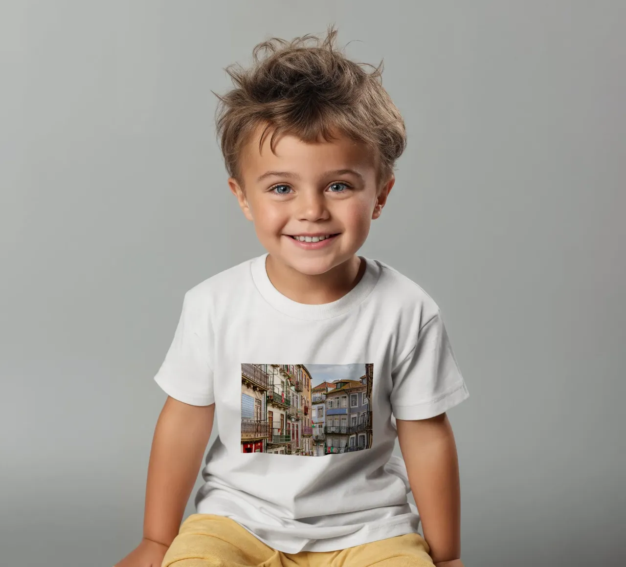 Typical houses in Porto, Portugal kids t-shirt by Carinaprint