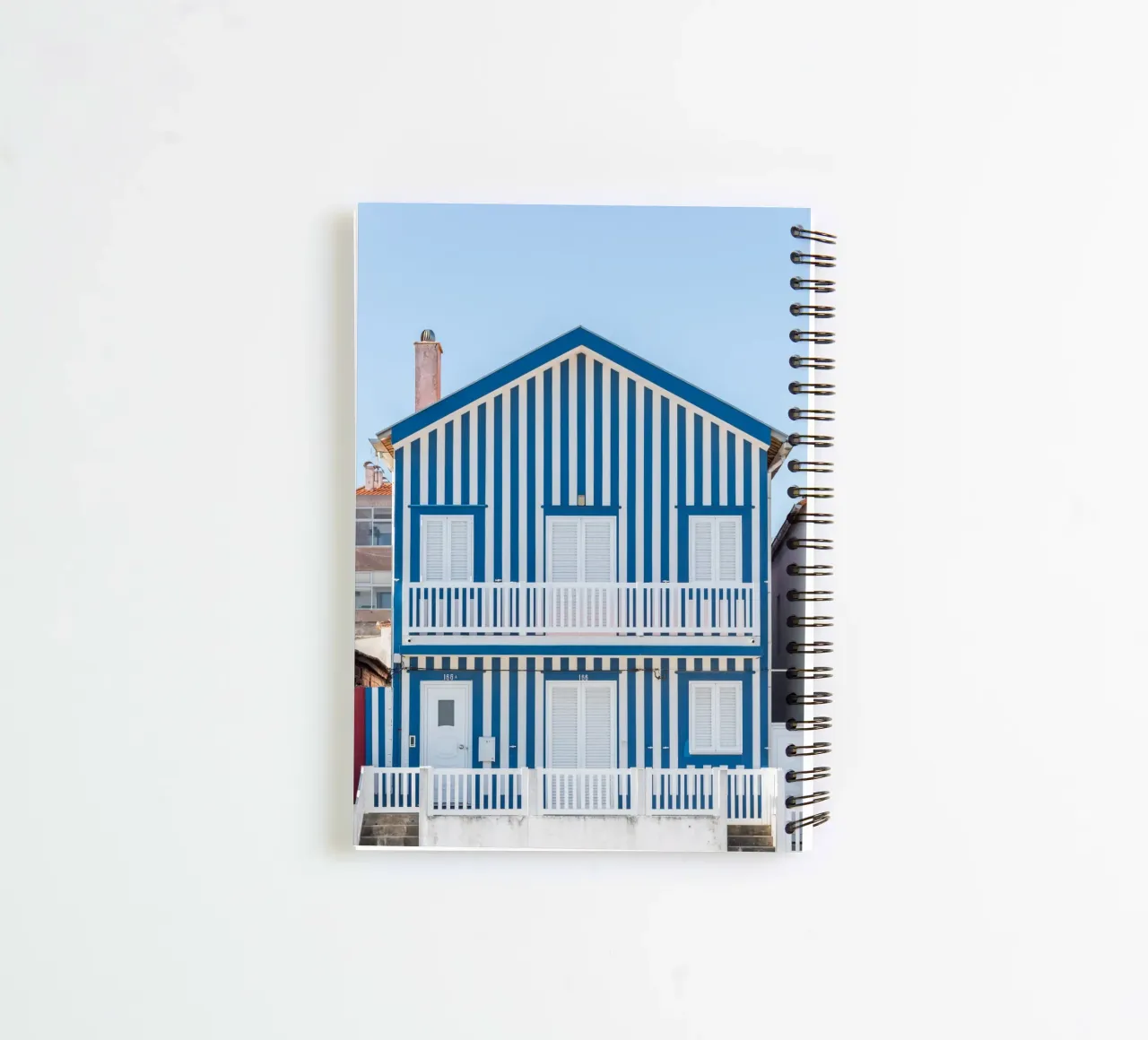 Aveiro, Striped house idyll spiral notebook by Carinaprint