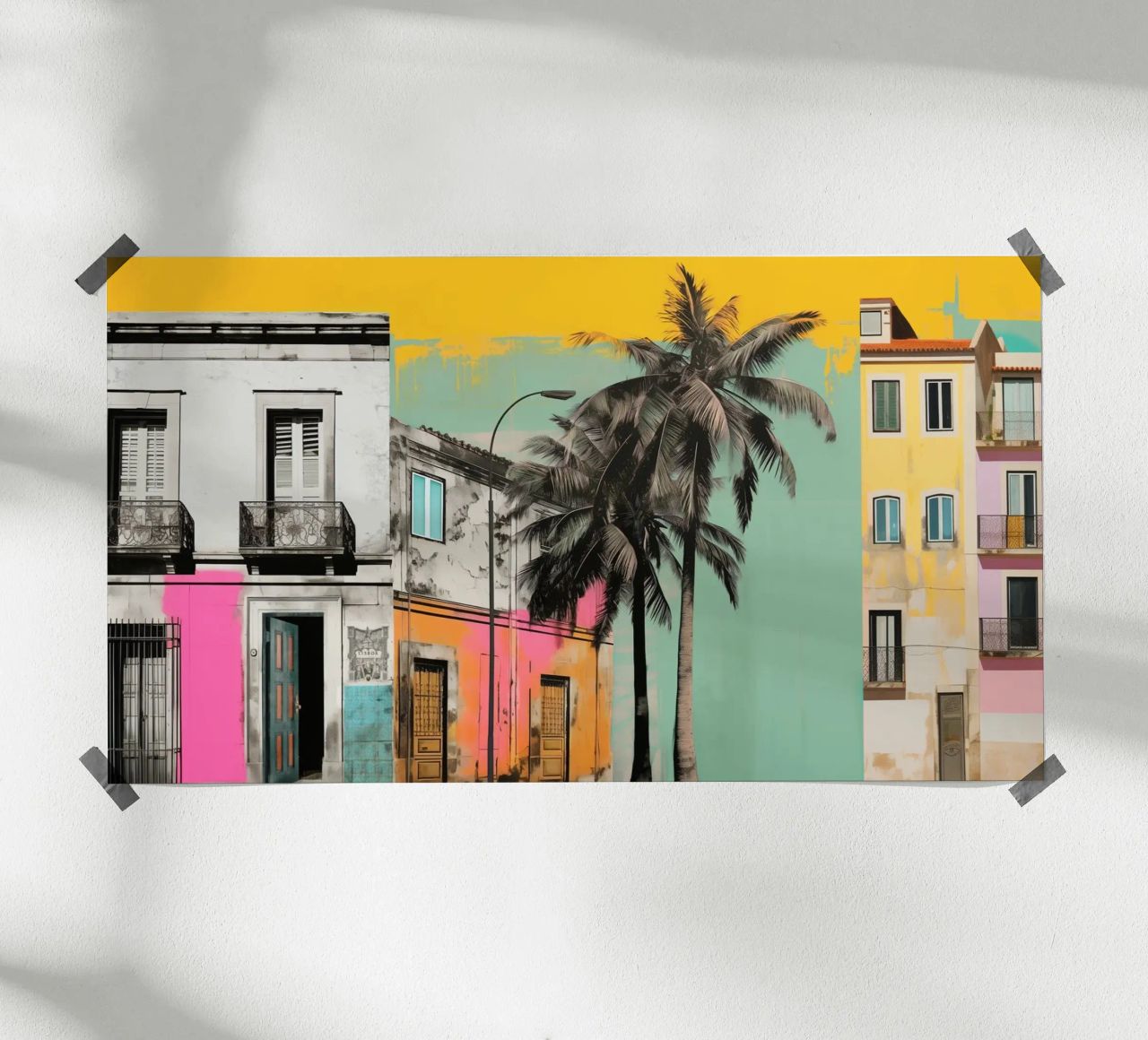 Collage de Lisbonne en couleurs poster de Carinaprint