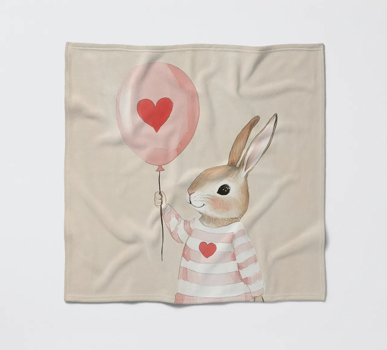 Coniglietto con palloncino a cuore coperta in pile da Carinaprint