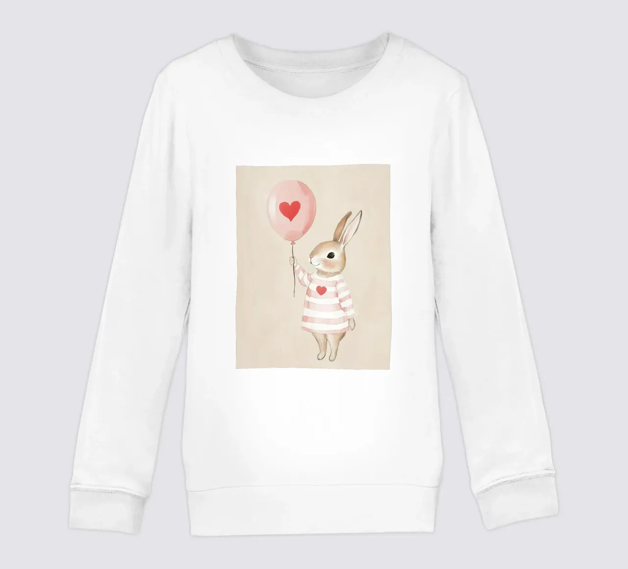 Coniglietto con palloncino a cuore felpa bambino da Carinaprint