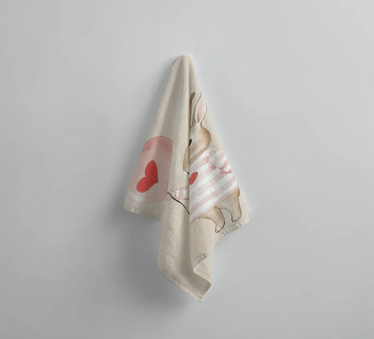 Coniglietto con palloncino a cuore asciugamano da bagno da Carinaprint