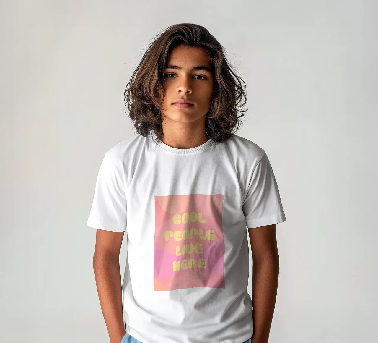 Cool People Live Here, pink kids t-shirt by Carinaprint