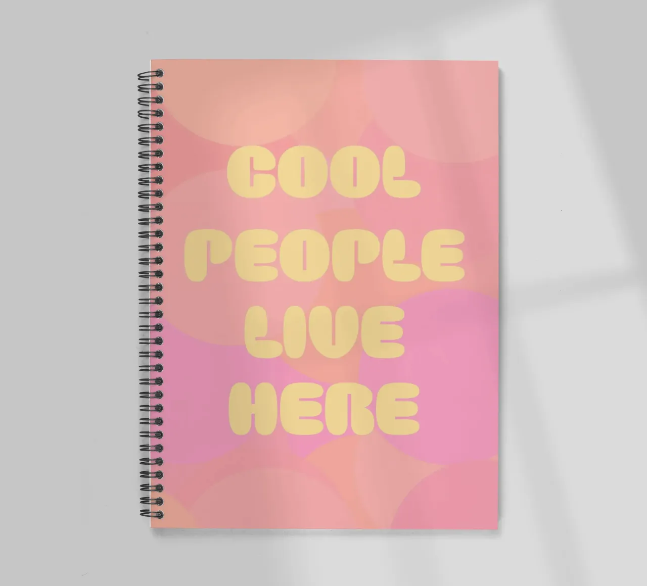 Cool People Live Here, pink spiral notebook by Carinaprint