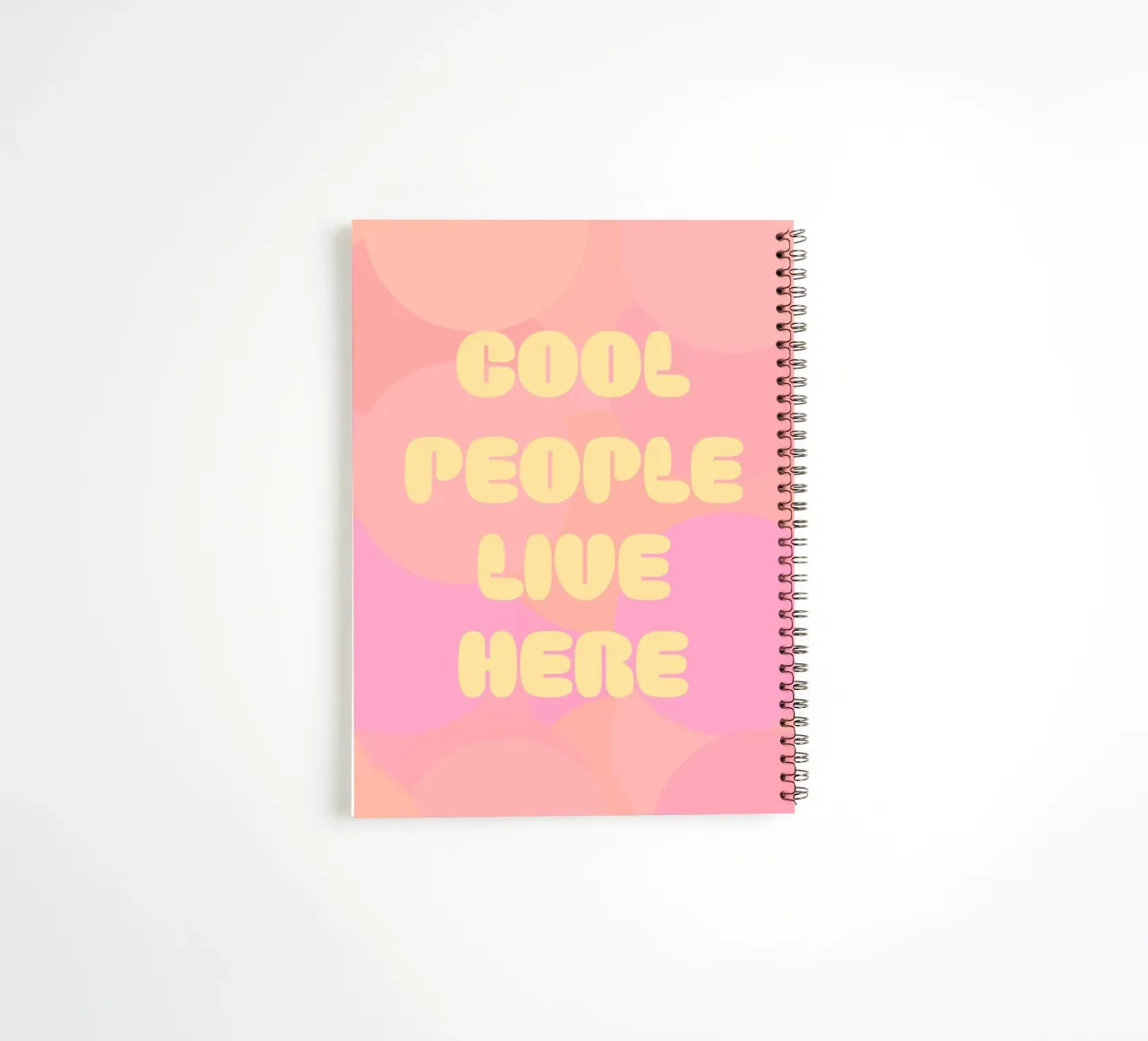 Cool People Live Here, pink spiral notebook by Carinaprint