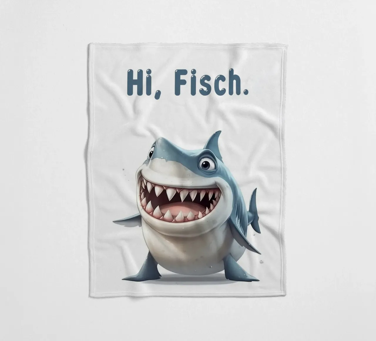Funny shark, Hi fish fleece blanket by Carinaprint