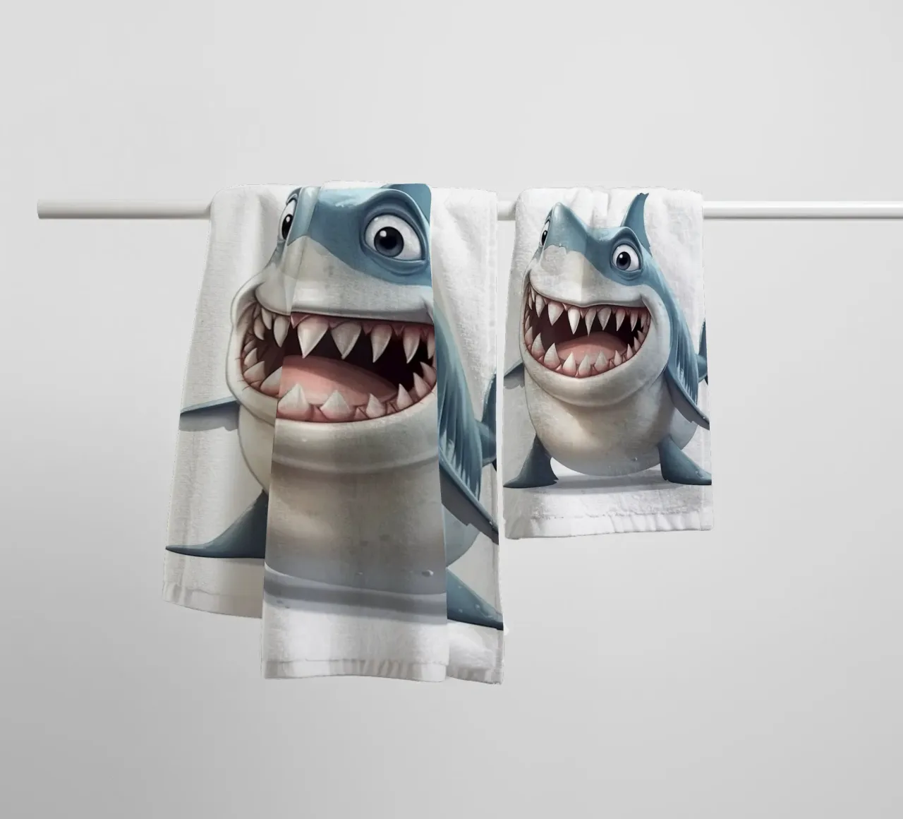 Funny shark, Hi fish towel by Carinaprint