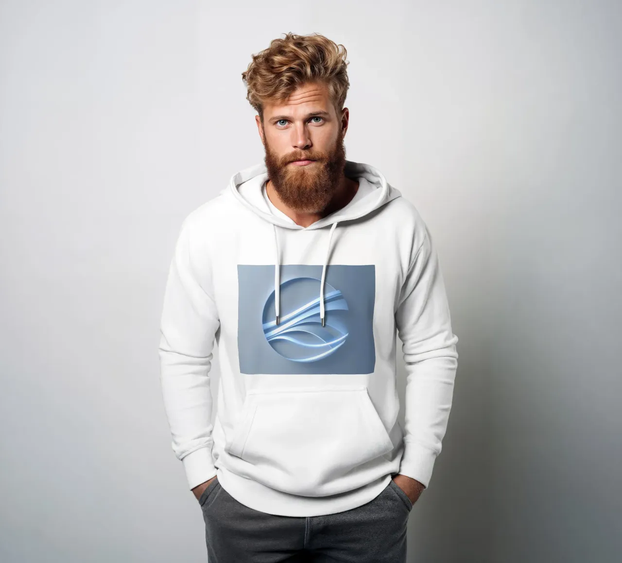 Disegno circolare astratto blu con linee fluide felpa con cappuccio da DesignDoodle