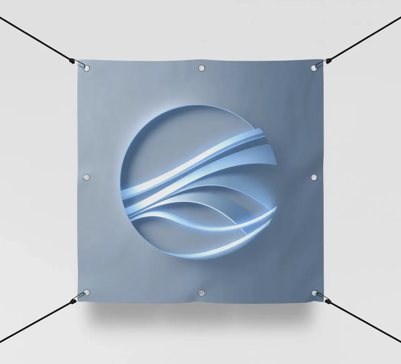 Disegno circolare astratto blu con linee fluide telo in pvc da DesignDoodle