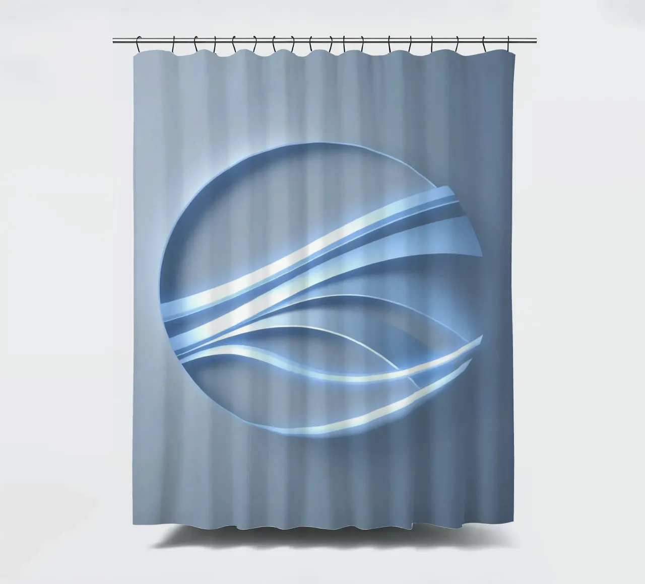 Abstract blue circular design featuring flowing lines shower curtain by DesignDoodle