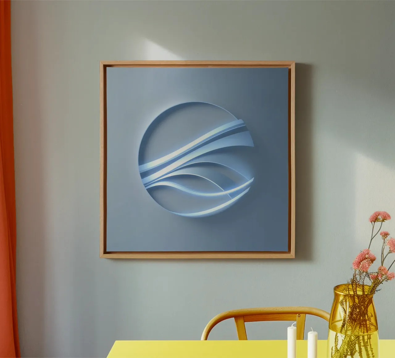 Abstract blue circular design featuring flowing lines canvas by DesignDoodle