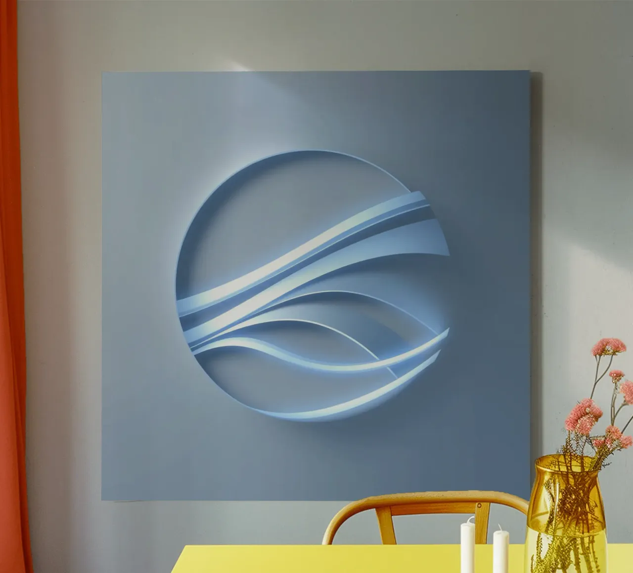 Abstract blue circular design featuring flowing lines canvas by DesignDoodle