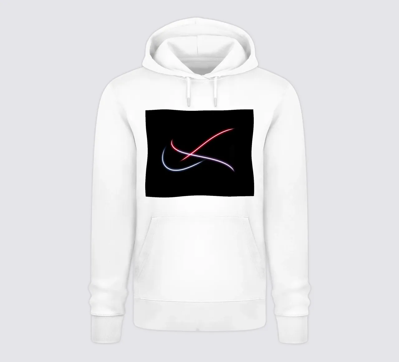 Scie luminose astratte in rosso, bianco e blu su nero felpa con cappuccio da DesignDoodle