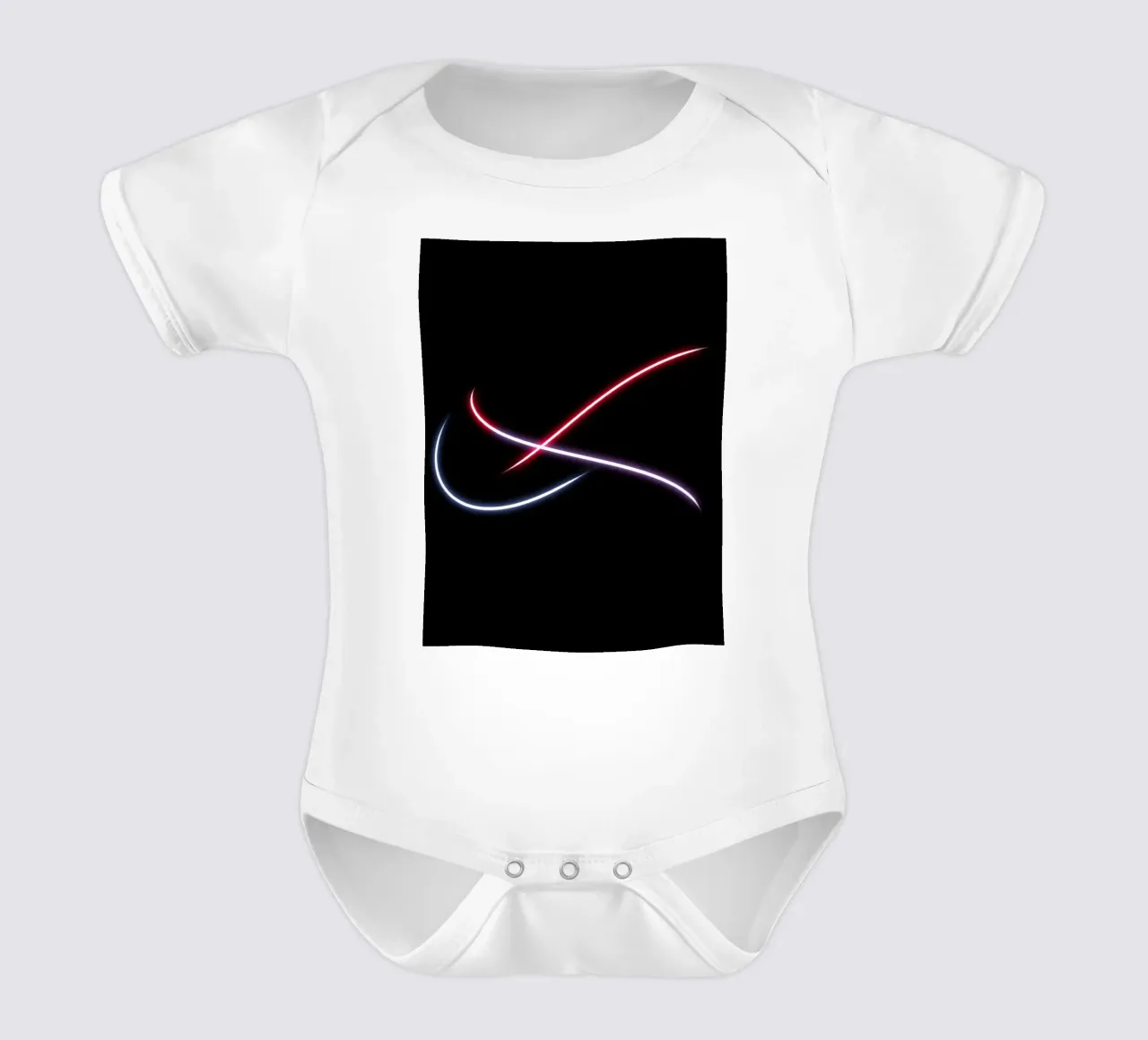 Scie luminose astratte in rosso, bianco e blu su nero body neonato maniche corte da DesignDoodle