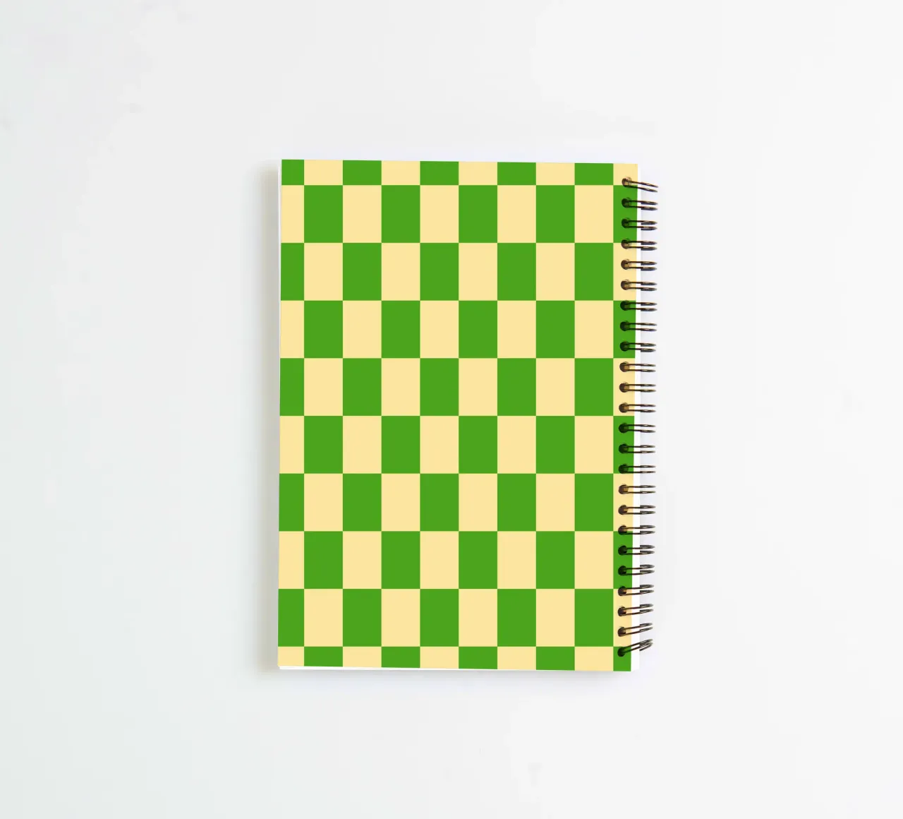 Green and Light Yellow Checker Pattern spiral notebook by Paigaam Studio