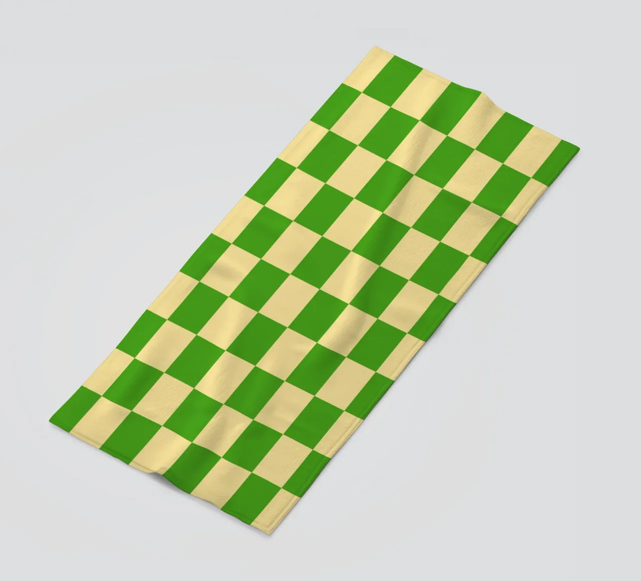 Green and Light Yellow Checker Pattern beach towel by Paigaam Studio