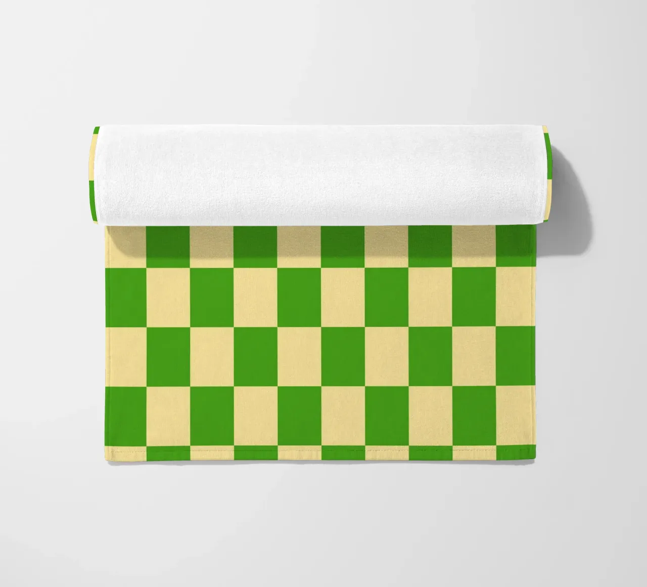Green and Light Yellow Checker Pattern beach towel by Paigaam Studio