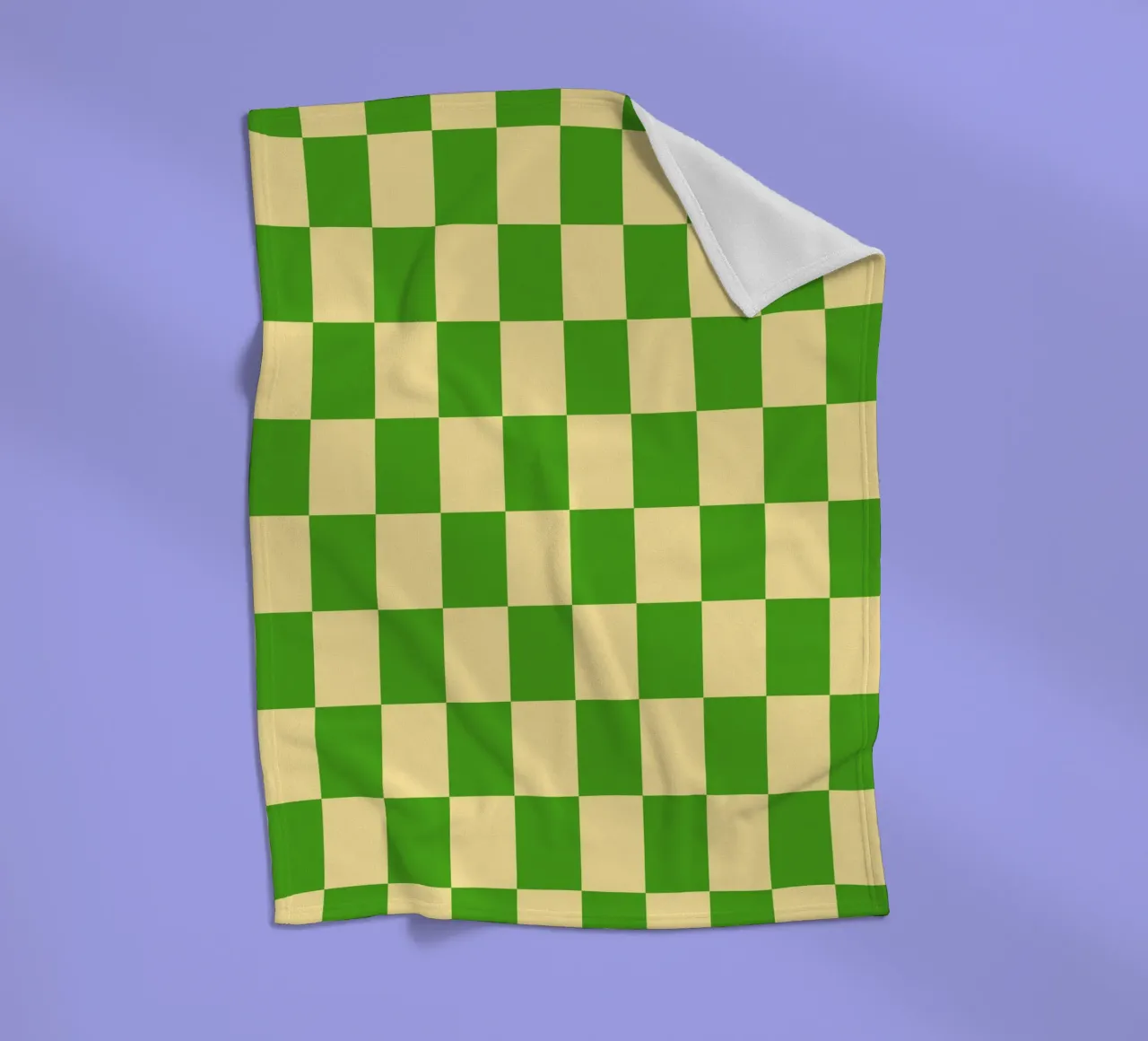 Green and Light Yellow Checker Pattern fleece blanket by Paigaam Studio