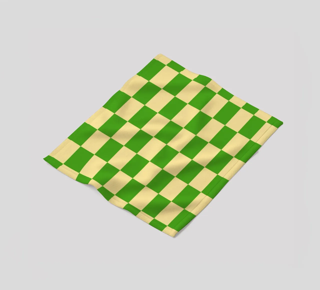 Green and Light Yellow Checker Pattern fleece blanket by Paigaam Studio